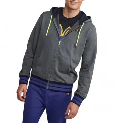 Psycho Bunny Warwick Color-block Logo Heather Storm Hoodie B6h111q1ft-hst In Multi