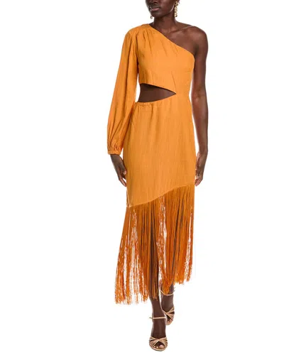 Le Superbe Fringe With Benefits Linen-blend Maxi Dress In Brown