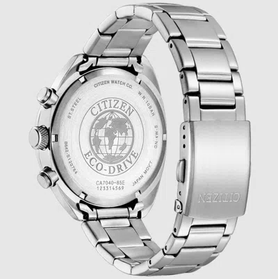 Pre-owned Citizen Ca7040-85e Black Chronograph Dial Silver Stainless Bracelet Mens Watch