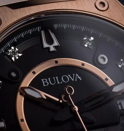 Pre-owned Bulova Precisionist X Diamond Sapphire Rose Gold Black Dial Men's Watch 97d129