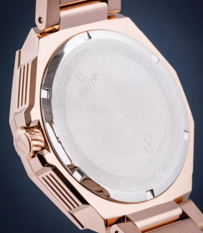 Pre-owned Bulova Precisionist X Diamond Sapphire Rose Gold Black Dial Men's Watch 97d129