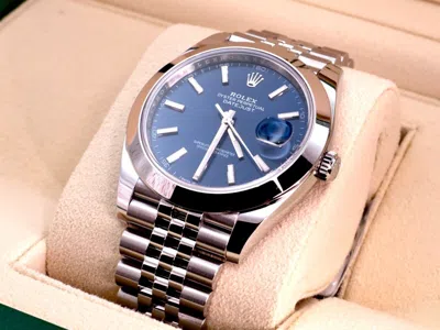 Pre-owned Rolex 2024  Datejust 41 Ref. 126300 - Blue Dial, Smooth Bezel, Jubilee Bracelet