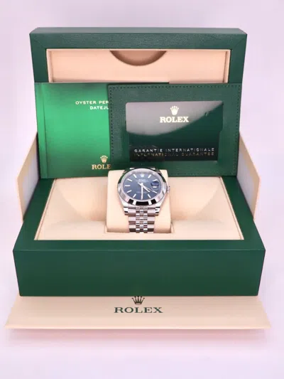 Pre-owned Rolex 2024  Datejust 41 Ref. 126300 - Blue Dial, Smooth Bezel, Jubilee Bracelet