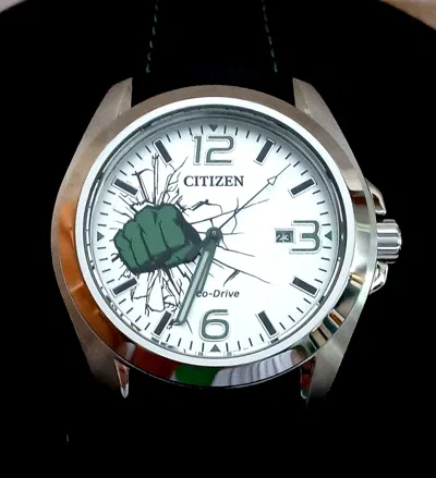 Pre-owned Citizen Eco-drive Aw1431-24w Marvel Incredible Hulk Dial Watch