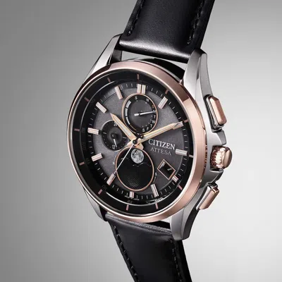 Pre-owned Citizen Attesa By1004-17x Moon Phase Titanium Eco-drive Radio Solar Watch 41.5mm
