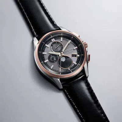 Pre-owned Citizen Attesa By1004-17x Moon Phase Titanium Eco-drive Radio Solar Watch 41.5mm