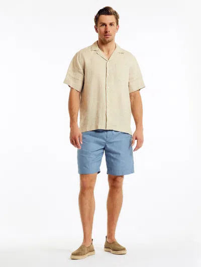 Frescobol Carioca Angelo Linen Shirt In Pale Olive