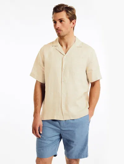 Frescobol Carioca Angelo Linen Shirt In Pale Olive