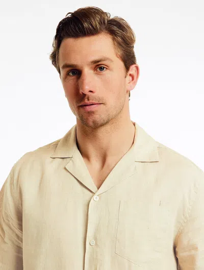 Frescobol Carioca Angelo Linen Shirt In Pale Olive