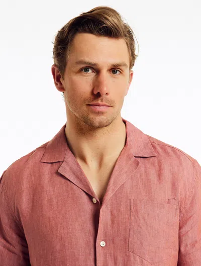 Frescobol Carioca Angelo Linen Shirt In Mauve