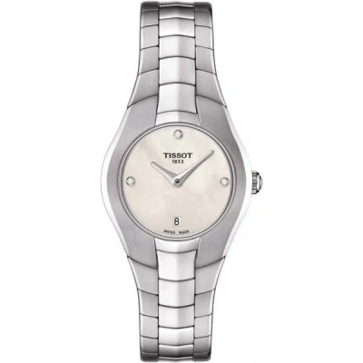 Pre-owned Tissot T-round White Mop Dial Diamond Ladies 26mm Watch T0960091111600