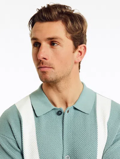 Frescobol Carioca Barretos Pointelle-knit Short-sleeve Shirt In Cloud Blue