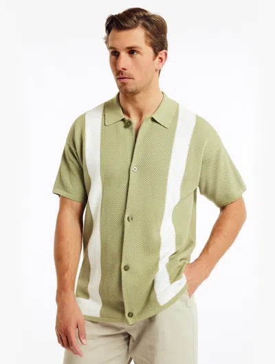 Frescobol Carioca Barretos Striped Knitted-cotton Shirt In Jungle Green