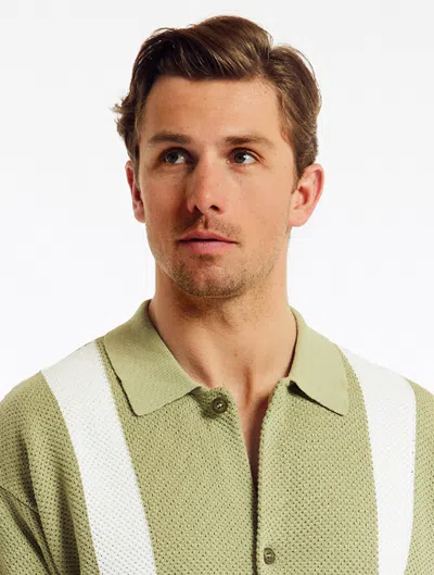 Frescobol Carioca Barretos Striped Knitted-cotton Shirt In Jungle Green