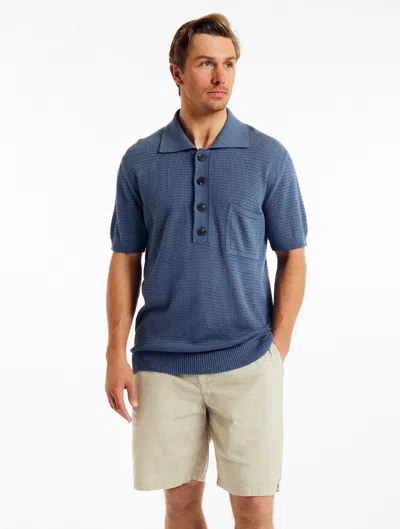 Shop Frescobol Carioca Clemente Knit Polo In Summer Night