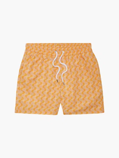 Frescobol Carioca Straight-leg Short-length Printed Swim Shorts In Papaya & Pastel Orange