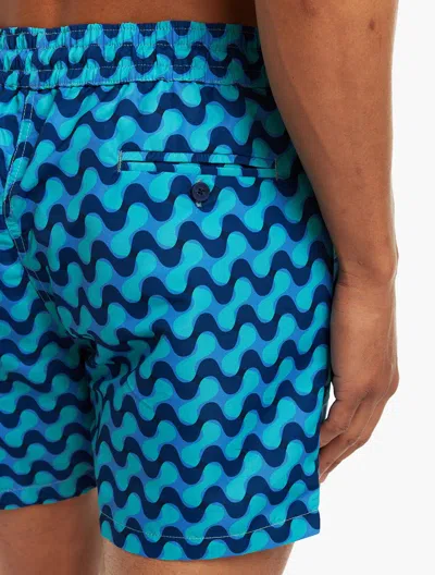 Frescobol Carioca Straight-leg Short-length Printed Swim Shorts In Ocean Blue & Topaz Teal