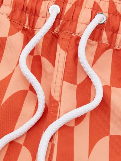 Frescobol Carioca Copacabana Checkered Board Swim Shorts In Paprika & Quartz Pink