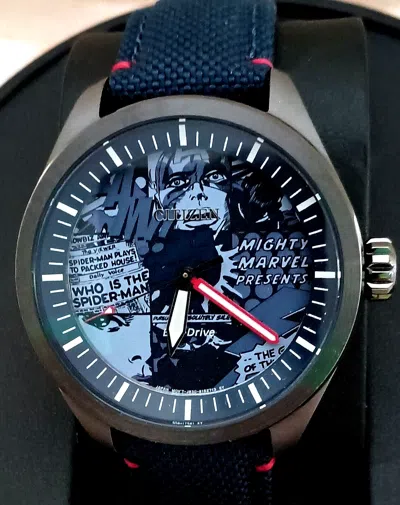 Pre-owned Citizen Eco-drive Aw2037-04w Marvel Presents Spider-man Dial Watch