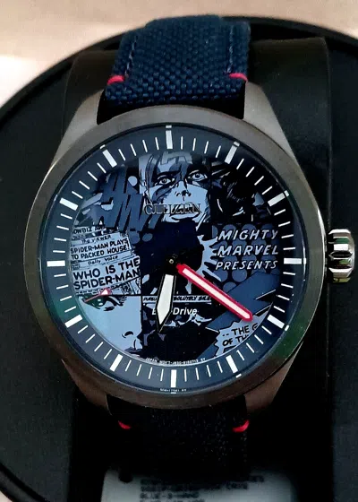 Pre-owned Citizen Eco-drive Aw2037-04w Marvel Presents Spider-man Dial Watch