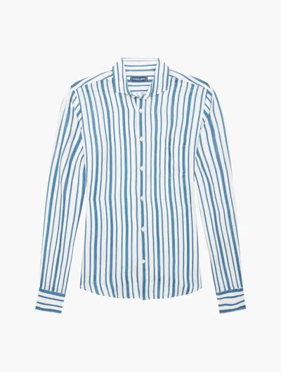 Frescobol Carioca Emilio Linen Shirt In Cloud Blue