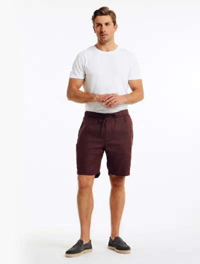 Frescobol Carioca Felipe Linen Shorts In Garnet
