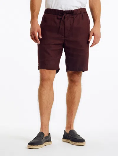 Shop Frescobol Carioca Felipe Linen Shorts In Garnet