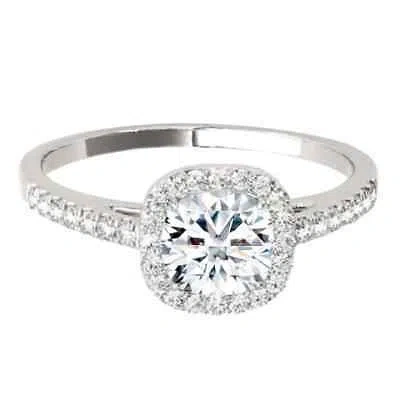 Pre-owned Maulijewels 1.25 Carat Cushion Cut Halo Diamond Moissanite Engagement Ring In In White