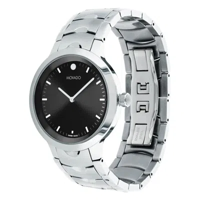 Pre-owned Movado Stellar 40mm Men's Black Dial Stainless Swiss Watch 0607729