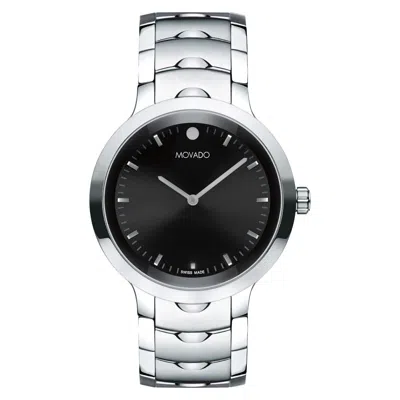 Pre-owned Movado Stellar 40mm Men's Black Dial Stainless Swiss Watch 0607729