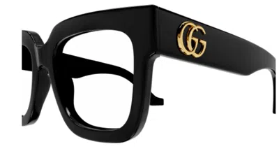 Pre-owned Gucci Gg1549o 001 Black Oversized Square Women Eyeglasses In Clear