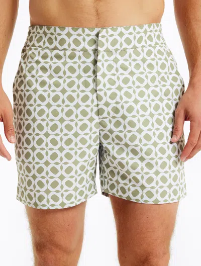 Frescobol Carioca Ipanema Weave Classic Swim Shorts In Jungle Green & Silver White