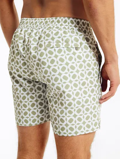 Frescobol Carioca Ipanema Weave Classic Swim Shorts In Jungle Green & Silver White