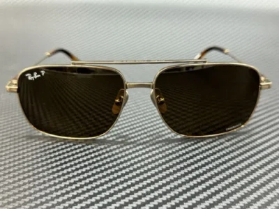 Pre-owned Ray Ban Rb8096 9266an Shiny Light Brown Polarized Unisex 59 Mm Sunglasses