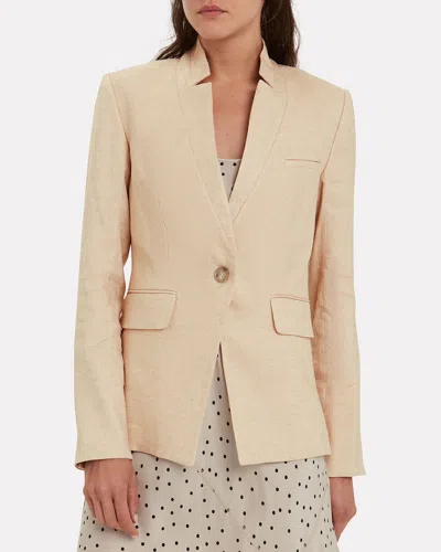 Pre-owned Veronica Beard $545  Upcollar Linen Dickey Jacket In Beige