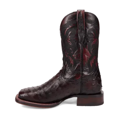 Pre-owned Dan Post Men's Alamosa Full Quill Ostrich Boot Dp5012 In Black/cherry