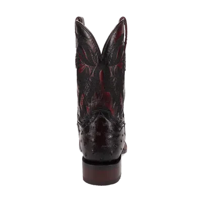 Pre-owned Dan Post Men's Alamosa Full Quill Ostrich Boot Dp5012 In Black/cherry