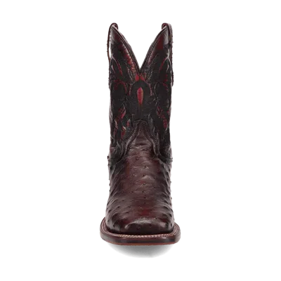 Pre-owned Dan Post Men's Alamosa Full Quill Ostrich Boot Dp5012 In Black/cherry