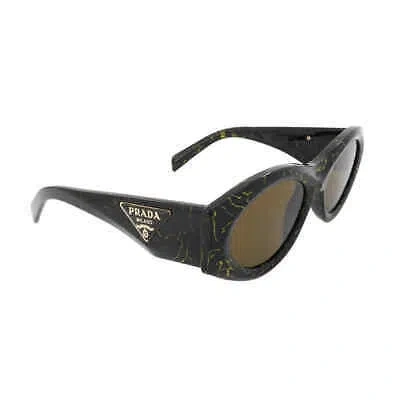 Pre-owned Prada Dark Brown Oval Ladies Sunglasses Pr 20zs 19d01t 53 Pr 20zs 19d01t 53