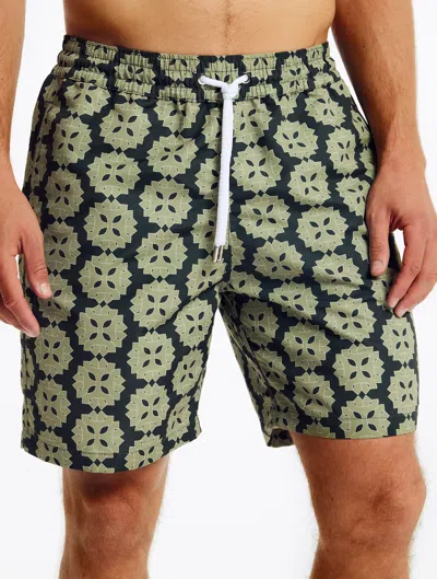 Shop Frescobol Carioca Medalhao Board Swim Shorts In Jungle Green & Botanical Green