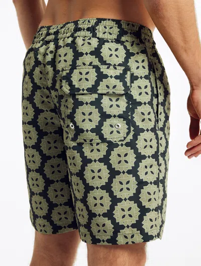 Frescobol Carioca Medalhao Board Swim Shorts In Jungle Green & Botanical Green