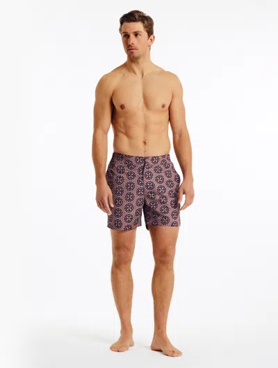 Frescobol Carioca Medalhao Classic Swim Shorts In Mauve & Garnet