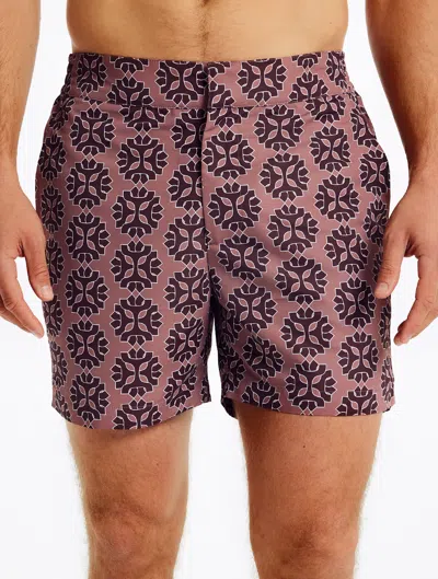 Frescobol Carioca Medalhao Classic Swim Shorts In Mauve & Garnet