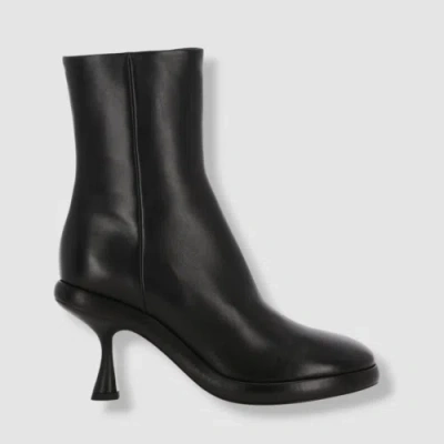 Pre-owned Wandler $880  Women's Black June High Heel Leather Bootie Boot Shoes Size 37