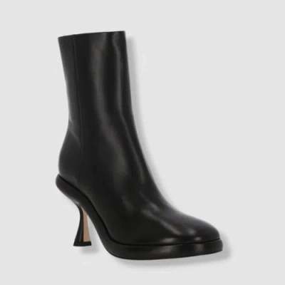 Pre-owned Wandler $880  Women's Black June High Heel Leather Bootie Boot Shoes Size 37