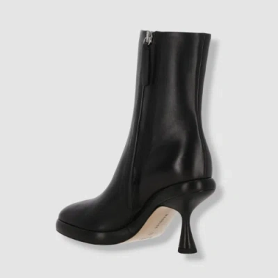 Pre-owned Wandler $880  Women's Black June High Heel Leather Bootie Boot Shoes Size 37