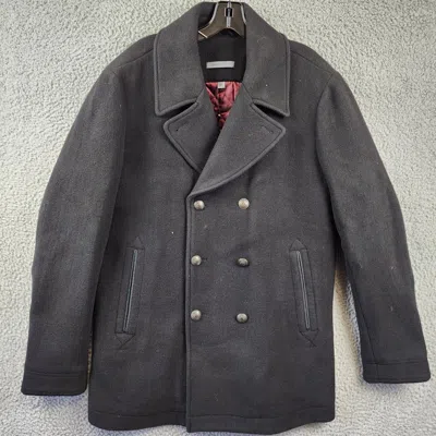 Pre-owned John Varvatos Carlos Vintage I Wool Peacoat Men's 52 It / Xl Black Collared L/s