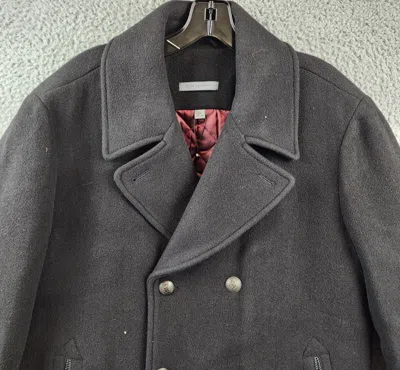 Pre-owned John Varvatos Carlos Vintage I Wool Peacoat Men's 52 It / Xl Black Collared L/s