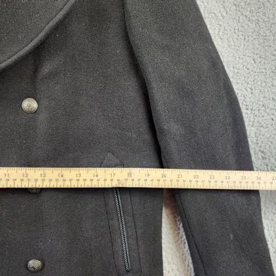 Pre-owned John Varvatos Carlos Vintage I Wool Peacoat Men's 52 It / Xl Black Collared L/s