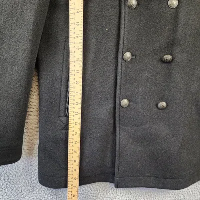 Pre-owned John Varvatos Carlos Vintage I Wool Peacoat Men's 52 It / Xl Black Collared L/s